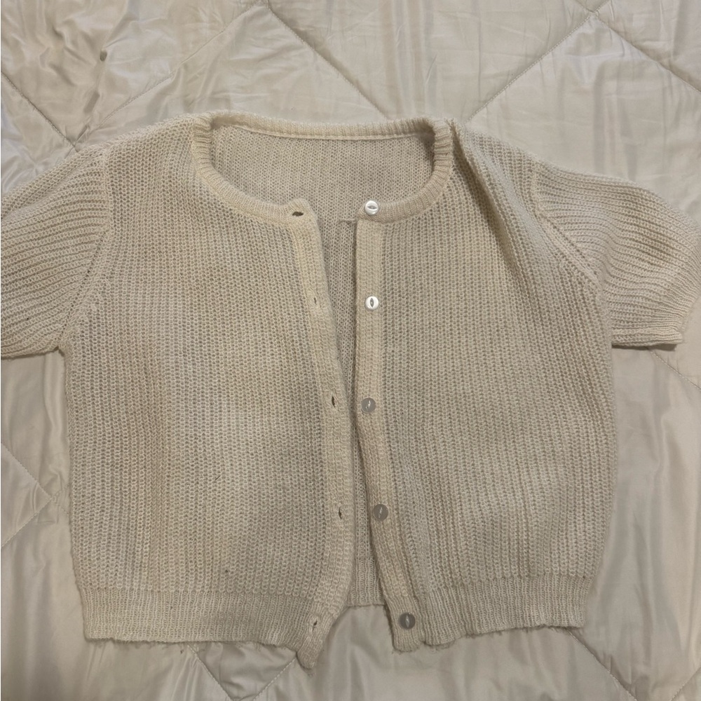 SHEIN Cream Button-Up Cardigan